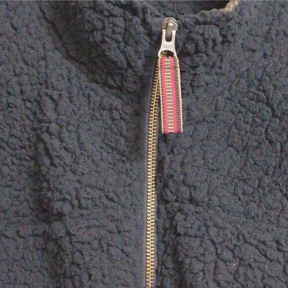 Carbon 2 Cobalt Mens Fleece Jacket Black Quarter Zip Mockneck Sherpa Large Tall - Picture 2 of 8